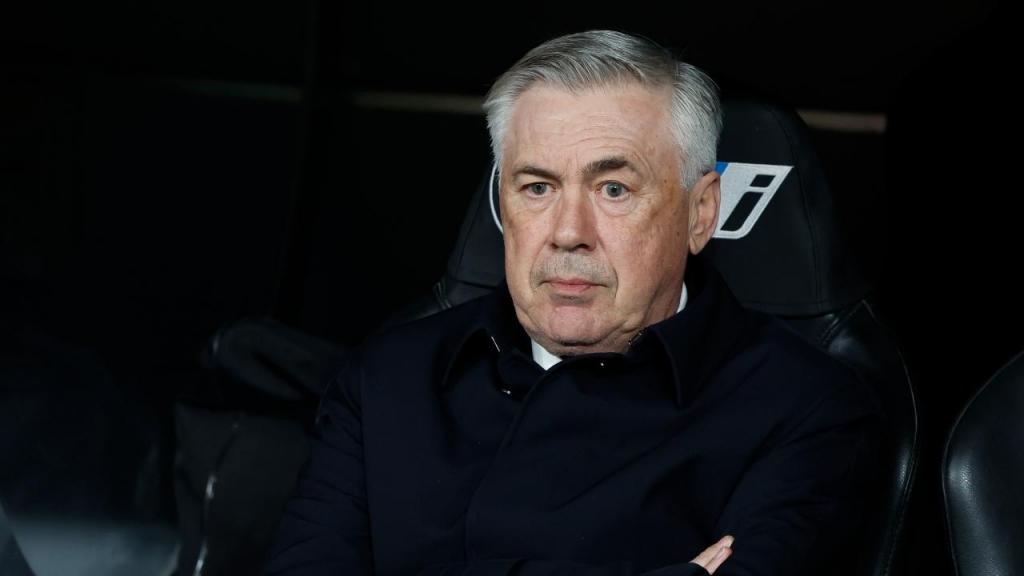 Carlo Ancelotti no Real Madrid-Barcelona (Juanjo Martín/EPA)