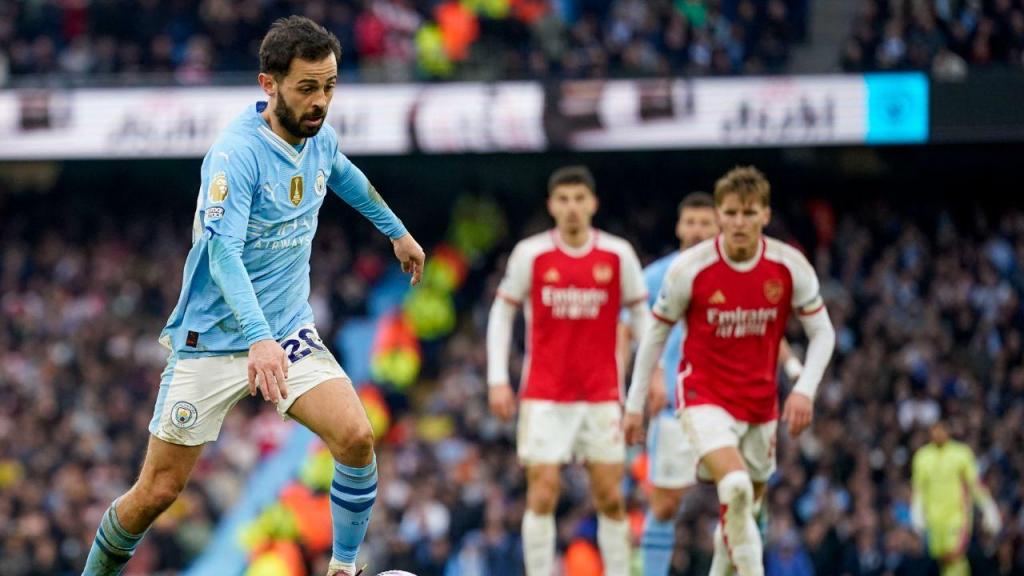 Bernardo Silva no Manchester City-Arsenal (Dave Thompson/AP)