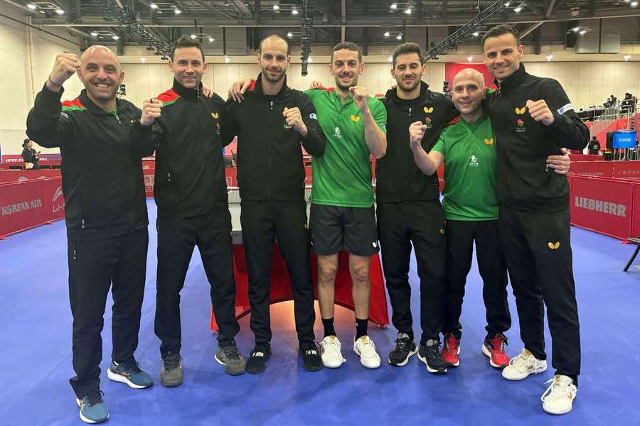 Seleção masculina de ténis de mesa em Busan, na Coreia do Sul