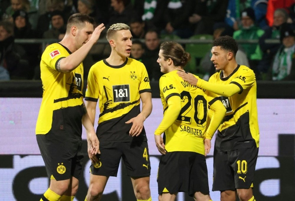 Jadon Sancho celebra seu gol. AFP