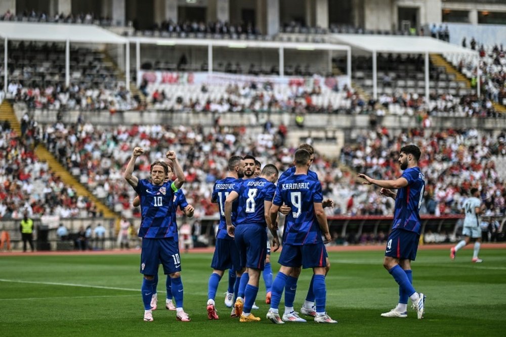 Modric celebra seu gol contra Portugal. AFP