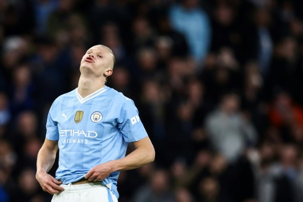 Haaland com a camisa City, em foto de arquivo. AFP