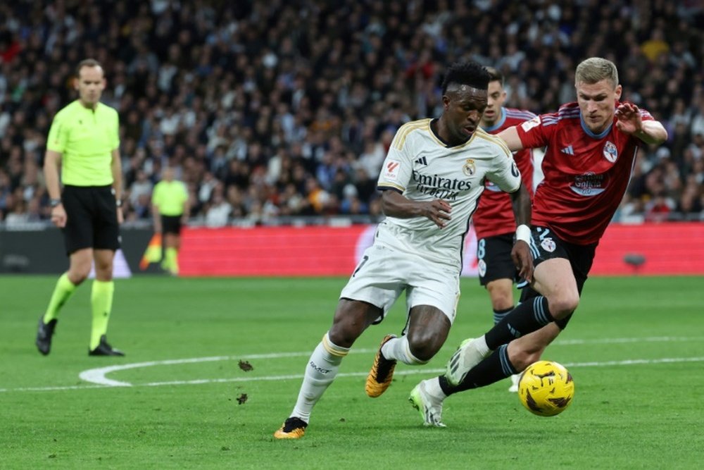 Vini Jr. na partida contra o Celta. EFE