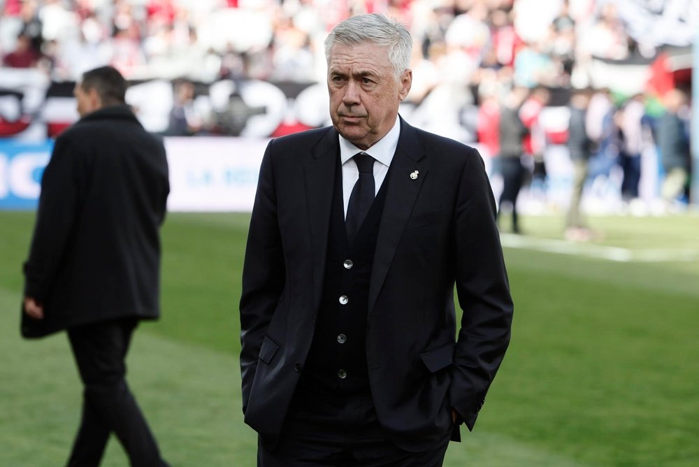 Ancelotti avalia a vitória em Pamplona. EFE