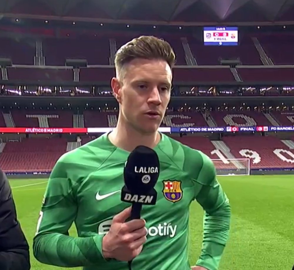 Marc-André ter Stegen fala com a 'DAZN'. DAZN_ES