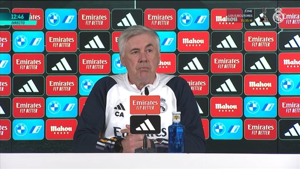 Carlo Ancelotti espera um Real Madrid-Atlético difícil. Captura/RealMadrid