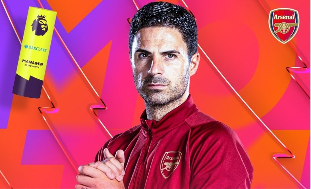 Arteta, treinador do mês na Premier League pela 7ª vez. PremierLeague