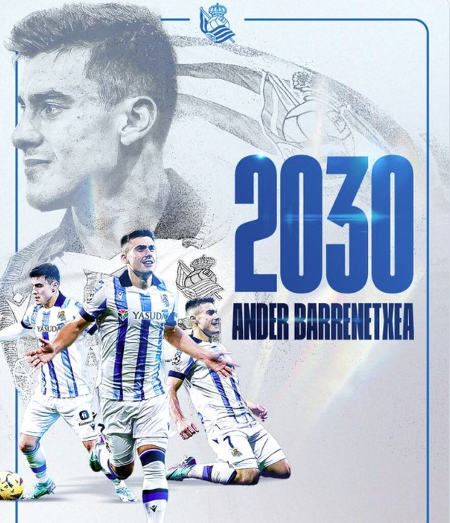 Barrenetxea renova com a Real Sociedad até 2030. RealSociedad