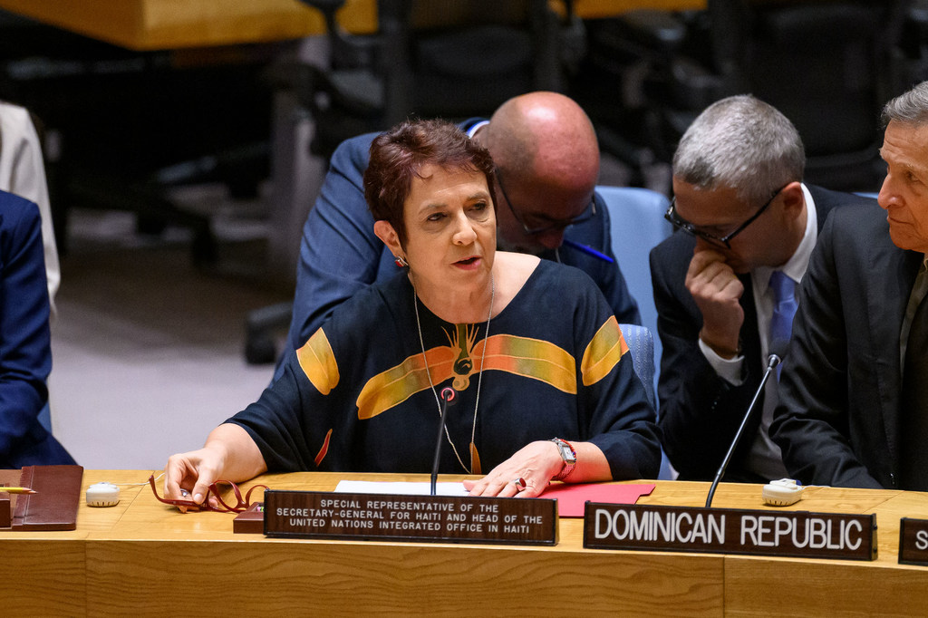 María Isabel Salvador, representante especial do secretário-geral para o Haiti, apresenta informe em reunião do Conselho de Segurança