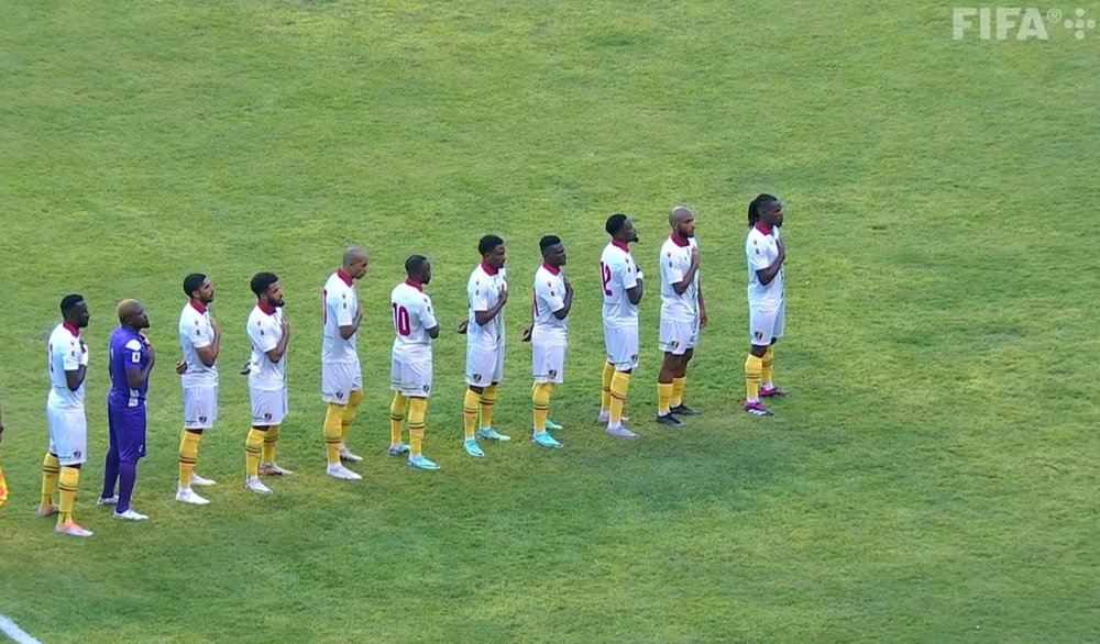 Imagem dos jogadores do Congo na partida contra a Zambia. Captura/FIFA+