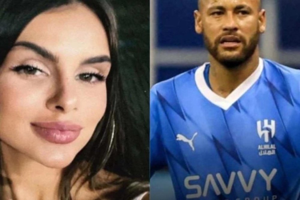 Neymar e Amanda Kimberlly apontada como a mãe do terceiro filho do jogador. Montaje Instagram