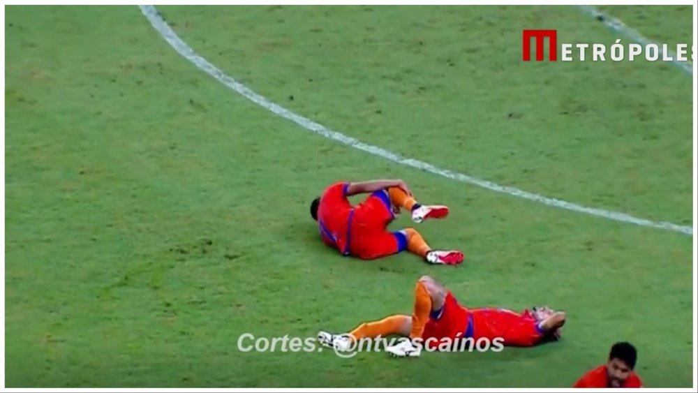 O Volante Bruno Lima, do Audax, teve a perna quebrada em disputa. Captura de tela/ Metrópoles